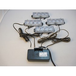 Set 4 stroboscoape auto LED grila radiator 4x4 LED-uri 